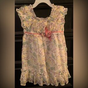 Floral Girls Casual Dress - Yellow and Pink